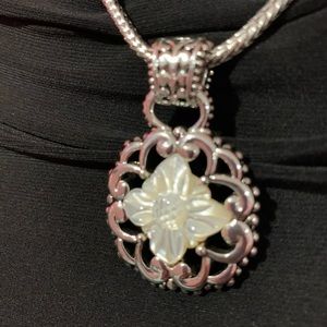 Silver & white carved pearl necklace